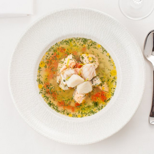 Уха из стерляди, судака и форели