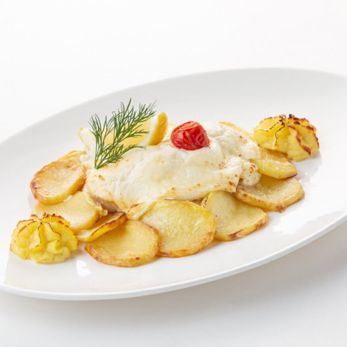 Судак, запеченный «по-шаляпински»
с яйцом и грибами