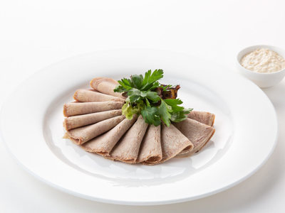 Boiled beef tongue with horseradish